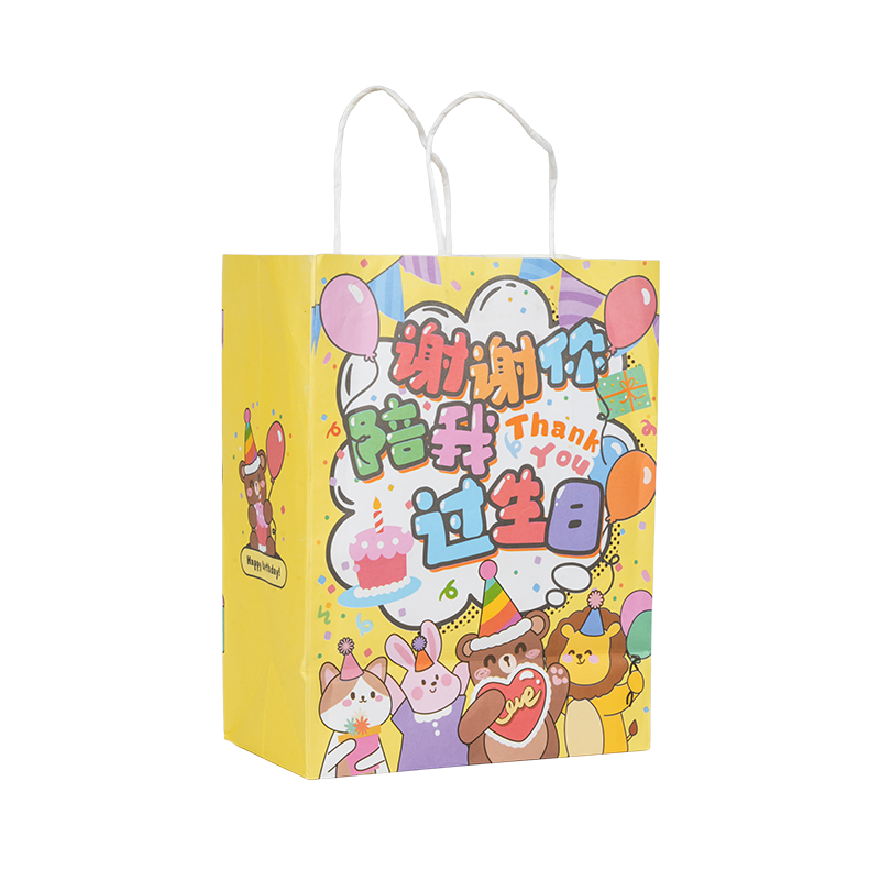 Vertikale Tragetaschen aus Kraftpapier mit Feiertagsmotiv