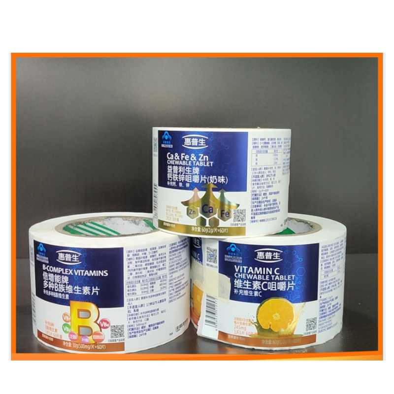 Selbstklebende Etiketten für Nahrungsergänzungsmittel